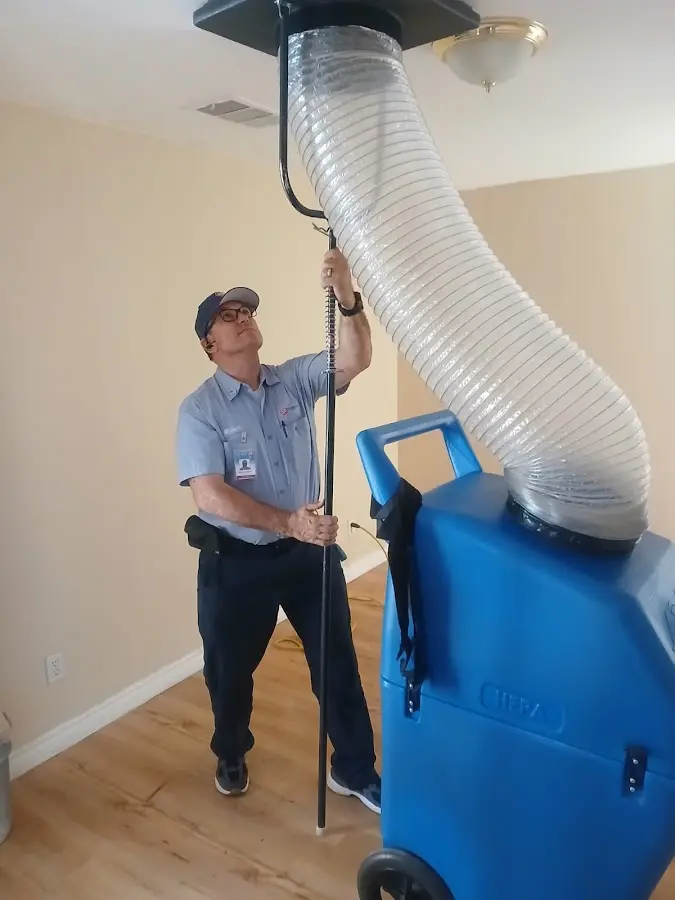 Mini Split Installation technician using HEPA equipment in Wichita